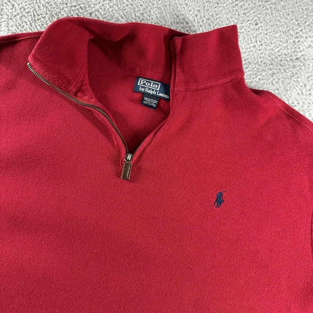VINTAGE Polo Ralph‎ Lauren Quarter Zip Sweater Mens XXL 2x Red Sweater